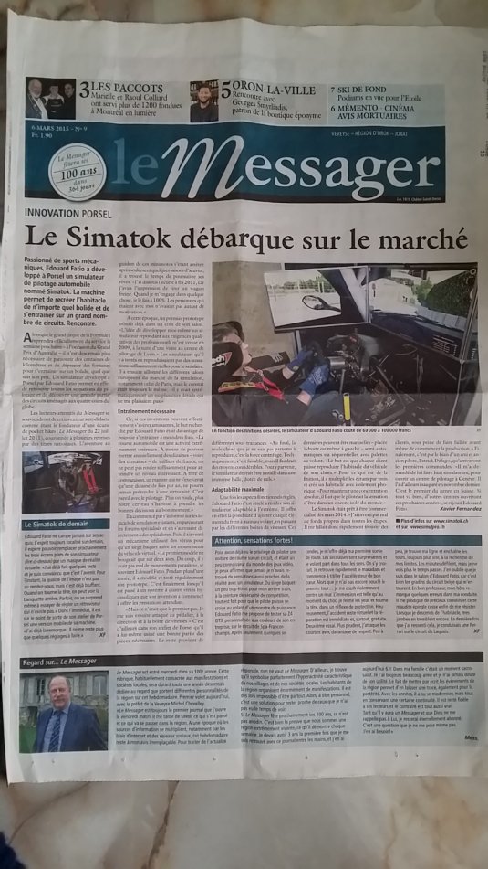 Article dans le journal Le Messager de Xavier Fernandez